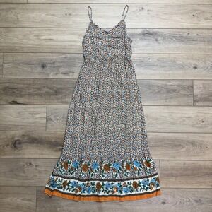 Womens Boho Floral Cottagecore Maxi Dress Smocked Sleeveless Small Cottage